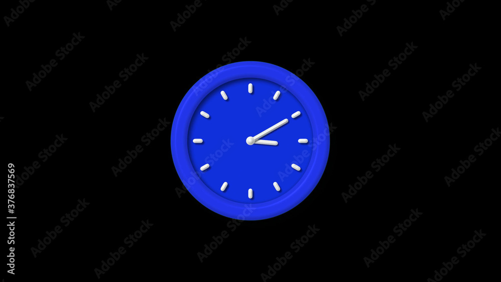 Amazing blue color 3d wall clock icon on black background Amazing blue color 3d wall clock icon on black background