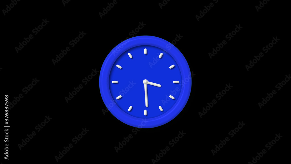 Amazing blue color 3d wall clock icon on black background Amazing blue color 3d wall clock icon on black background