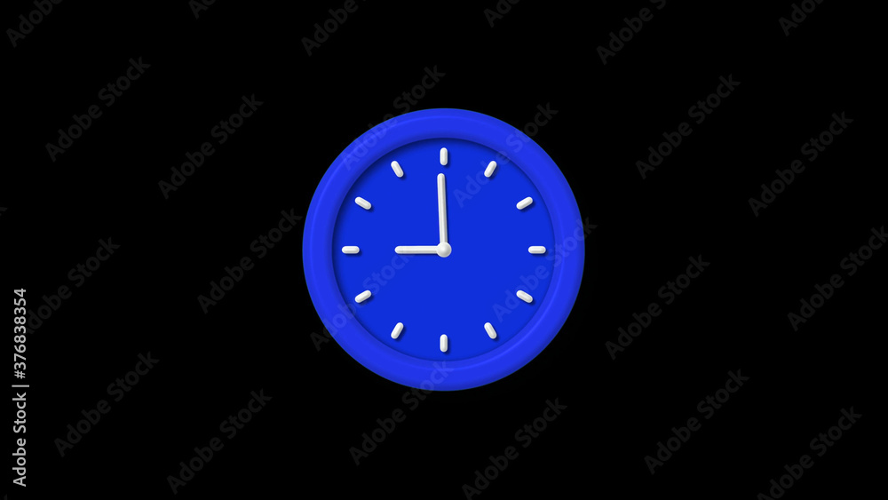 New blue color 3d wall clock icon on black background,counting down clock icon New blue color 3d wall clock icon on black background,counting down clock icon