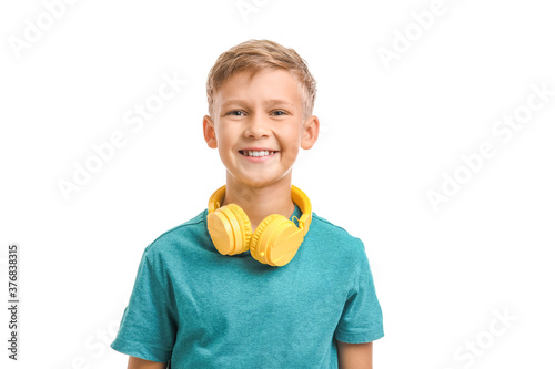 Little boy with headphones ...