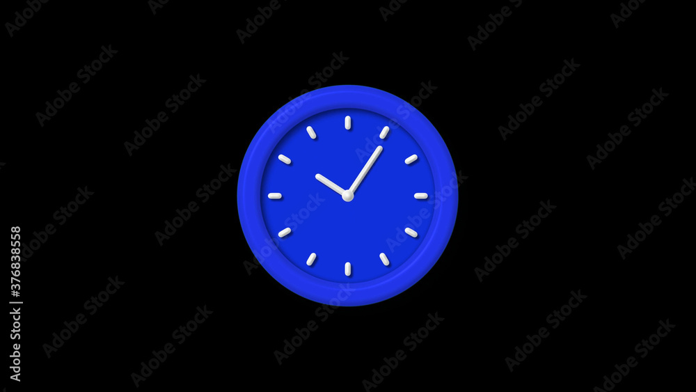 New blue color 3d wall clock icon on black background,counting down clock icon New blue color 3d wall clock icon on black background,counting down clock icon