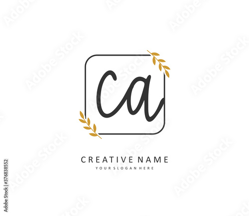 C A CA Initial letter handwriting and signature logo. A concept handwriting initial logo with template element.