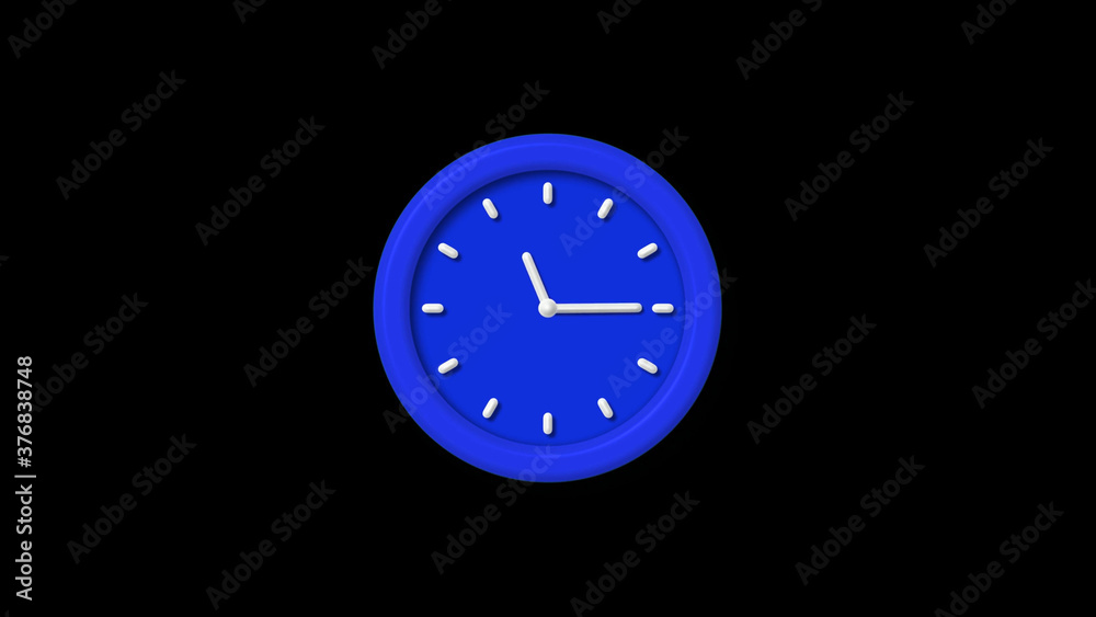 New blue color 3d wall clock icon on black background,counting down clock icon New blue color 3d wall clock icon on black background,counting down clock icon