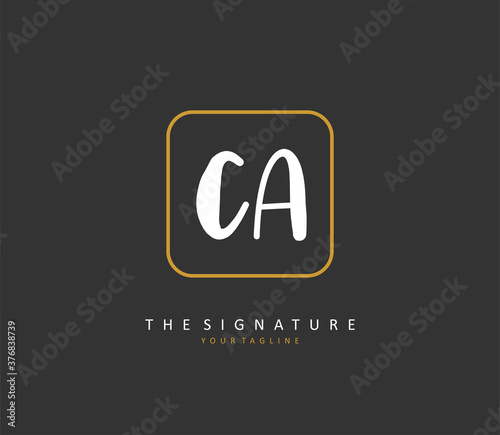 C A CA Initial letter handwriting and signature logo. A concept handwriting initial logo with template element.