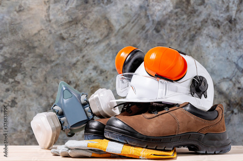 Canvas Print Standard construction safety equipment , safety first concepts