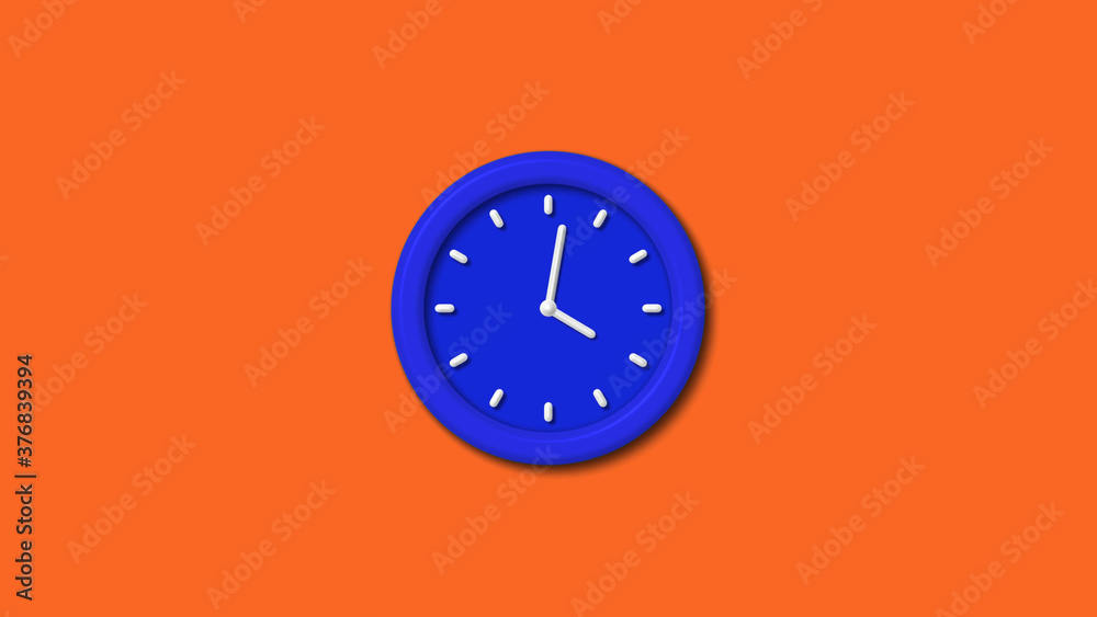 Best blue color 3d wall clock icon on brown background,12 hours clock icon Best blue color 3d wall clock icon on brown background,12 hours clock icon