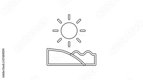 Wallpaper Mural Black line Beach icon isolated on white background. Tropical beach landscape. Good sunny day. 4K Video motion graphic animation. Torontodigital.ca