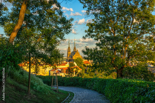 Screnic landscape view from Brno city in Park Spilberk, Czech Republic