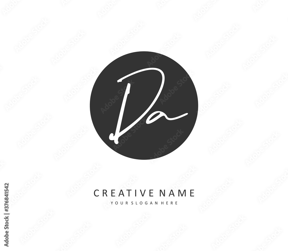 Fototapeta premium DA Initial letter handwriting and signature logo. A concept handwriting initial logo with template element.