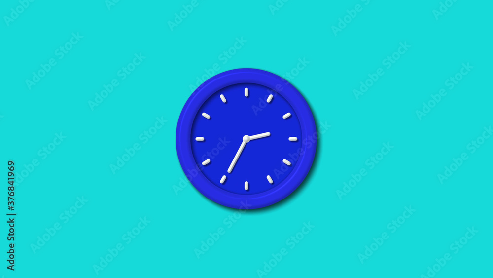 New blue color 3d wall clock icon on cyan background,3d clock icon New blue color 3d wall clock icon on cyan background,3d clock icon
