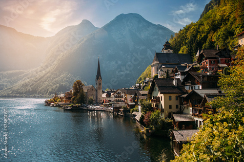Beautiful Hallstatt is situated between the southwestern shore of Hallstätter See and the steep slopes of the Dachstein massif. -Austria