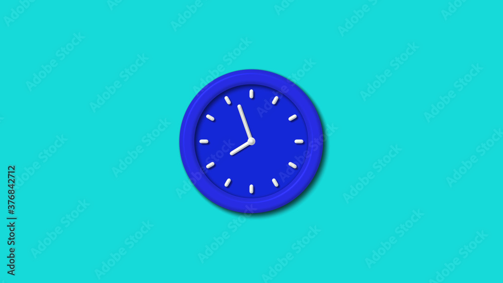 Amazing blue color 3d wall clock icon on cyan background clock icon Amazing blue color 3d wall clock icon on cyan background clock icon
