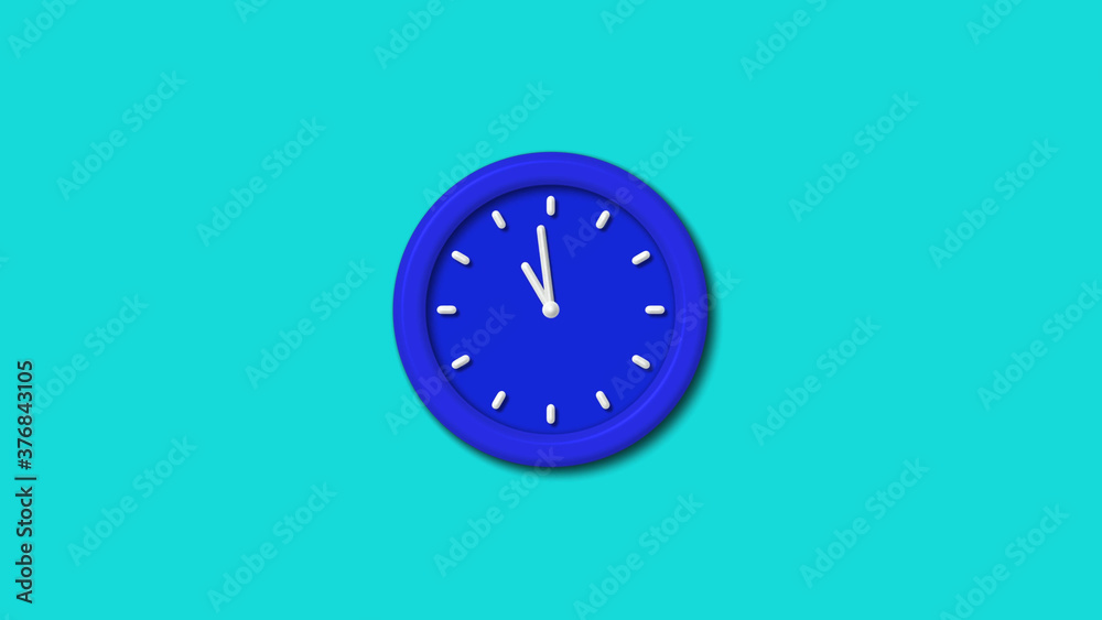Amazing blue color 3d wall clock icon on cyan background clock icon Amazing blue color 3d wall clock icon on cyan background clock icon