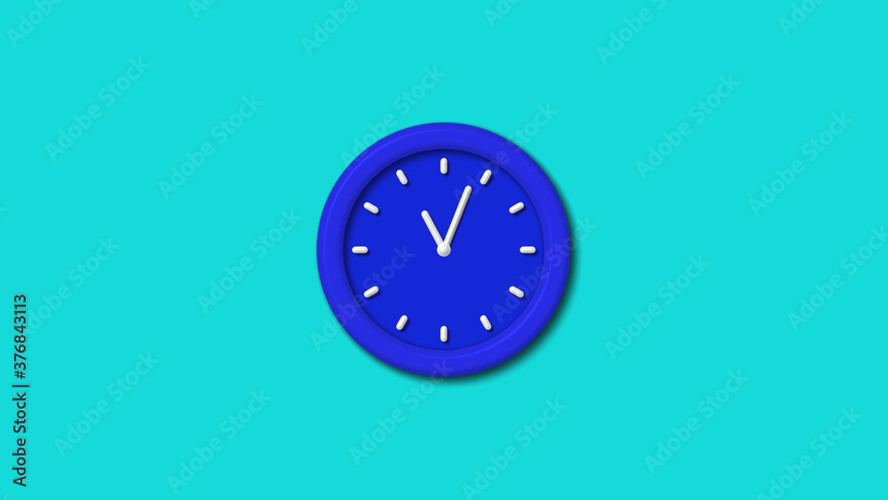 Amazing blue color 3d wall clock icon on cyan background clock icon Amazing blue color 3d wall clock icon on cyan background clock icon