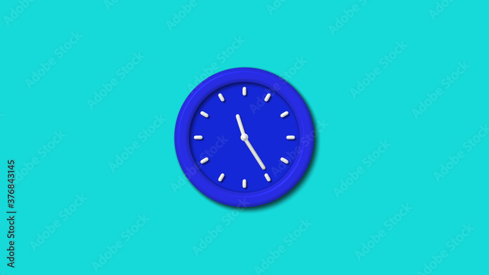 Amazing blue color 3d wall clock icon on cyan background clock icon Amazing blue color 3d wall clock icon on cyan background clock icon