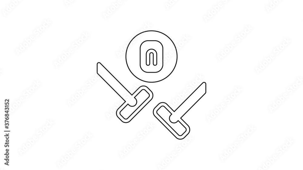 Black line Curling sport game icon isolated on white background. Sport equipment. 4K Video motion graphic animation. Black line Curling sport game icon isolated on white background. Sport equipment. 4K Video motion graphic animation.