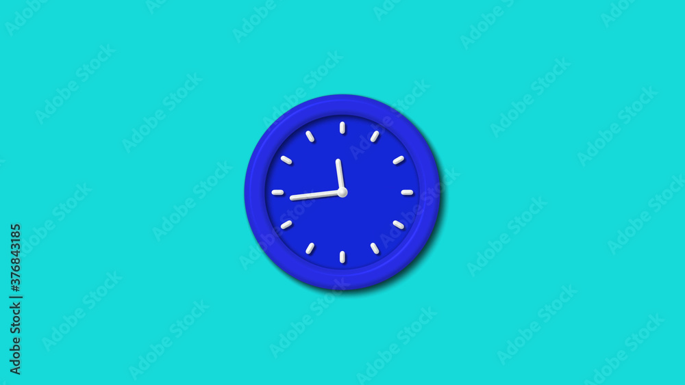 Amazing blue color 3d wall clock icon on cyan background clock icon Amazing blue color 3d wall clock icon on cyan background clock icon