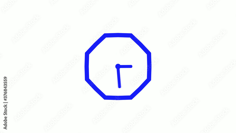 New blue color counting down clock icon on white background New blue color counting down clock icon on white background