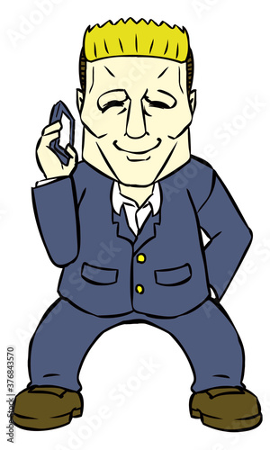 コワモテの中年男性のイラスト 微笑み