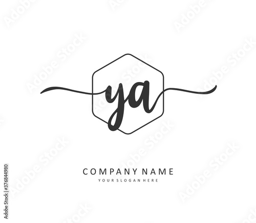 YA Initial letter handwriting and signature logo. A concept handwriting initial logo with template element.