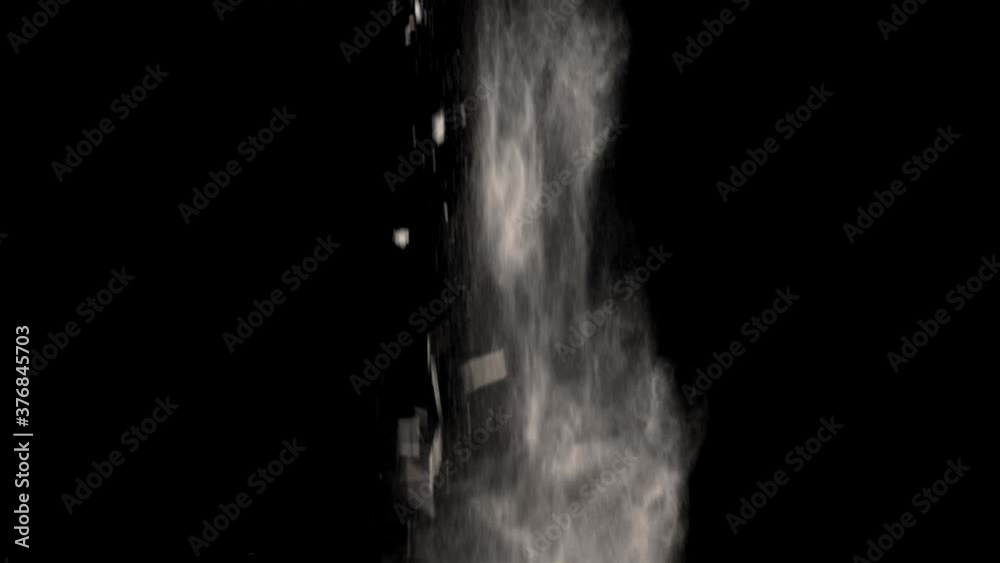 Vídeo do Stock: Dusty bullet hits on a wall with chunks of debris ...