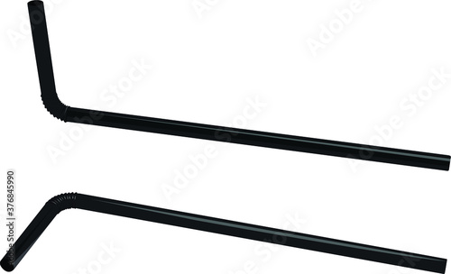 Vector Black drinking straw on a white background,with clipping path