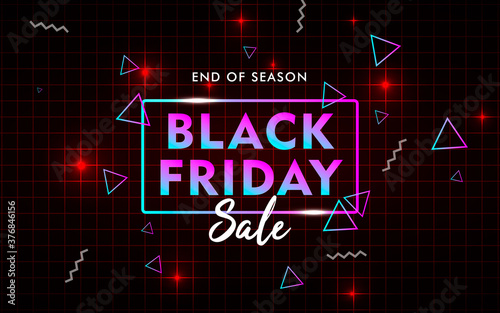 Black friday sale with triangle shape and sparkling light