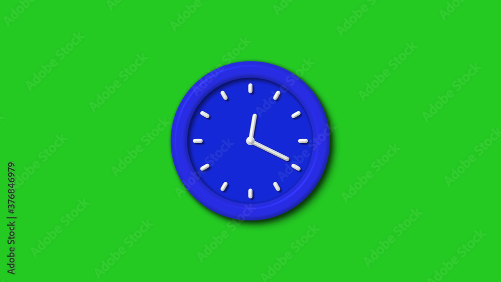 Amazing blue color 3d wall clock icon on green background,clock icon Amazing blue color 3d wall clock icon on green background,clock icon