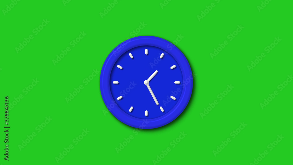 Amazing blue color 3d wall clock icon on green background,clock icon Amazing blue color 3d wall clock icon on green background,clock icon