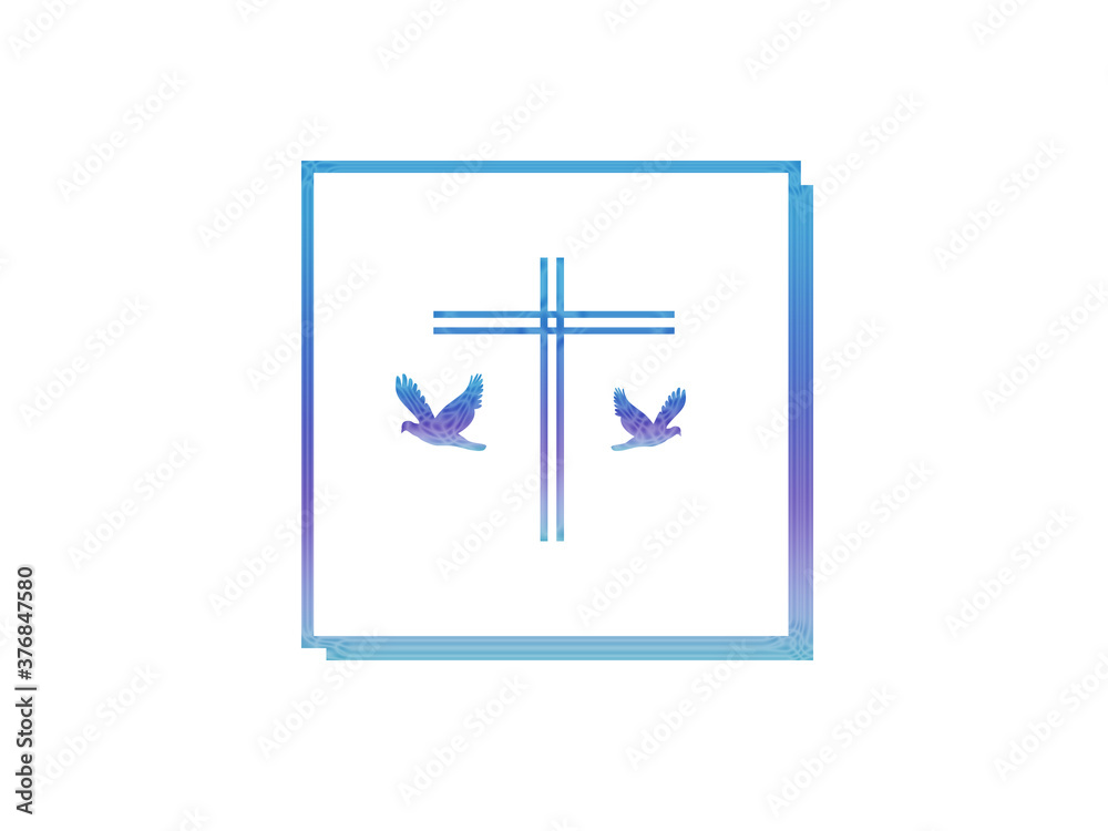 Fototapeta premium Doves and a cross. - stock illustration