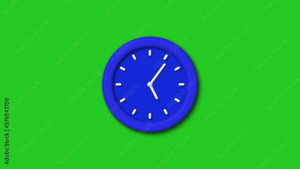 New blue color 3d wall clock icon on green background,Counting down clock icon New blue color 3d wall clock icon on green background,Counting down clock icon
