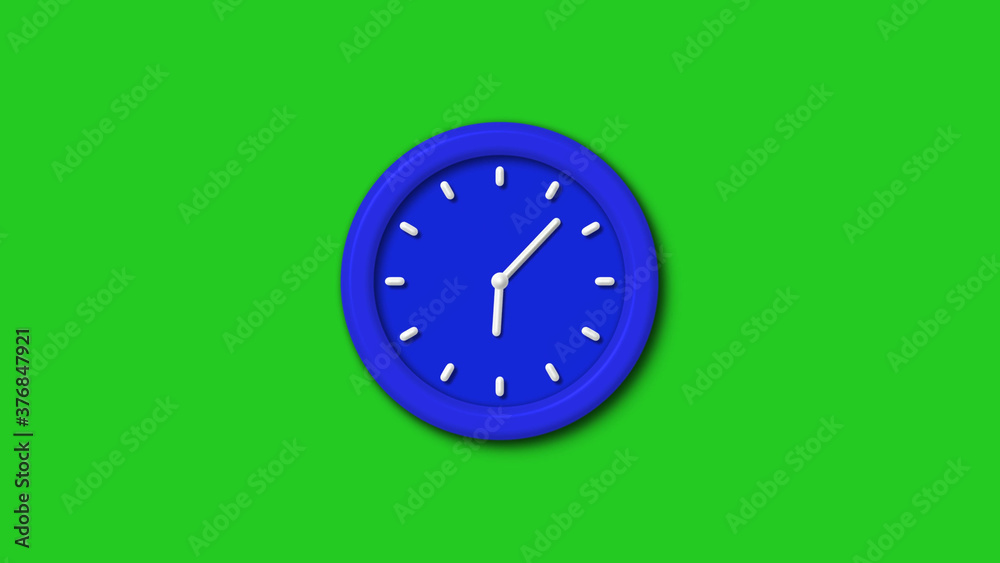 New blue color 3d wall clock icon on green background,Counting down clock icon New blue color 3d wall clock icon on green background,Counting down clock icon
