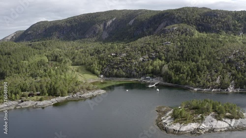 Wallpaper Mural Norwegian fjord with boats anchored in small bay Torontodigital.ca