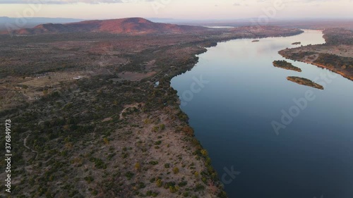 Aerial shot of large river photo