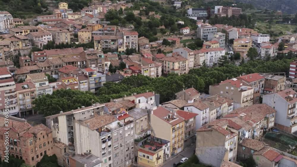 Berga, village of Barcelona. Catalonia,Spain. Aerial Drone Footage Berga, village of Barcelona. Catalonia,Spain. Aerial Drone Footage