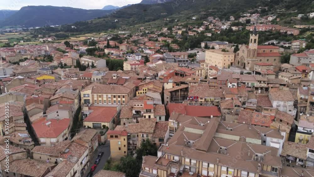 Berga, village of Barcelona. Catalonia,Spain. Aerial Drone Footage Berga, village of Barcelona. Catalonia,Spain. Aerial Drone Footage
