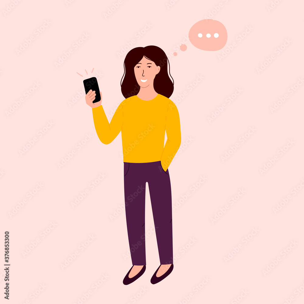 Young woman with Smartphone,Internet communication,woman chatting with friends Young woman with Smartphone,Internet communication,woman chatting with friends