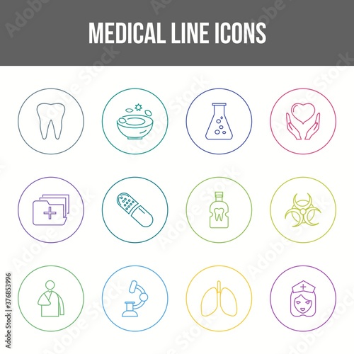 Unique Medical Line icon set photo