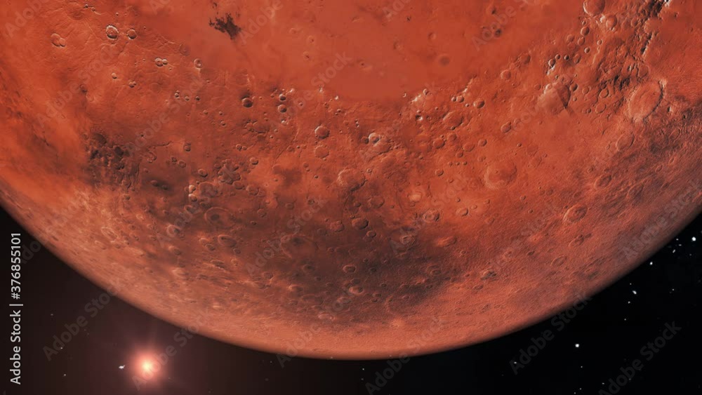 Mars Rotating In Space 4K. 3d animation