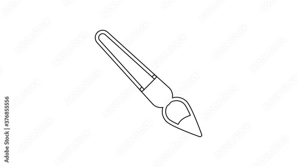 Black line Paint brush icon isolated on white background. 4K Video motion graphic animation. Black line Paint brush icon isolated on white background. 4K Video motion graphic animation.