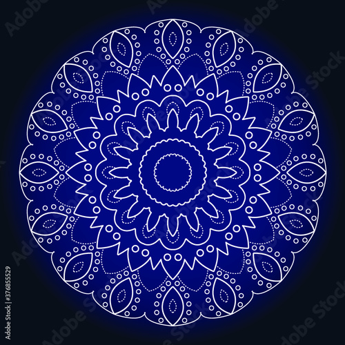 Vector pattern with white circular pattern on a blue background for your design