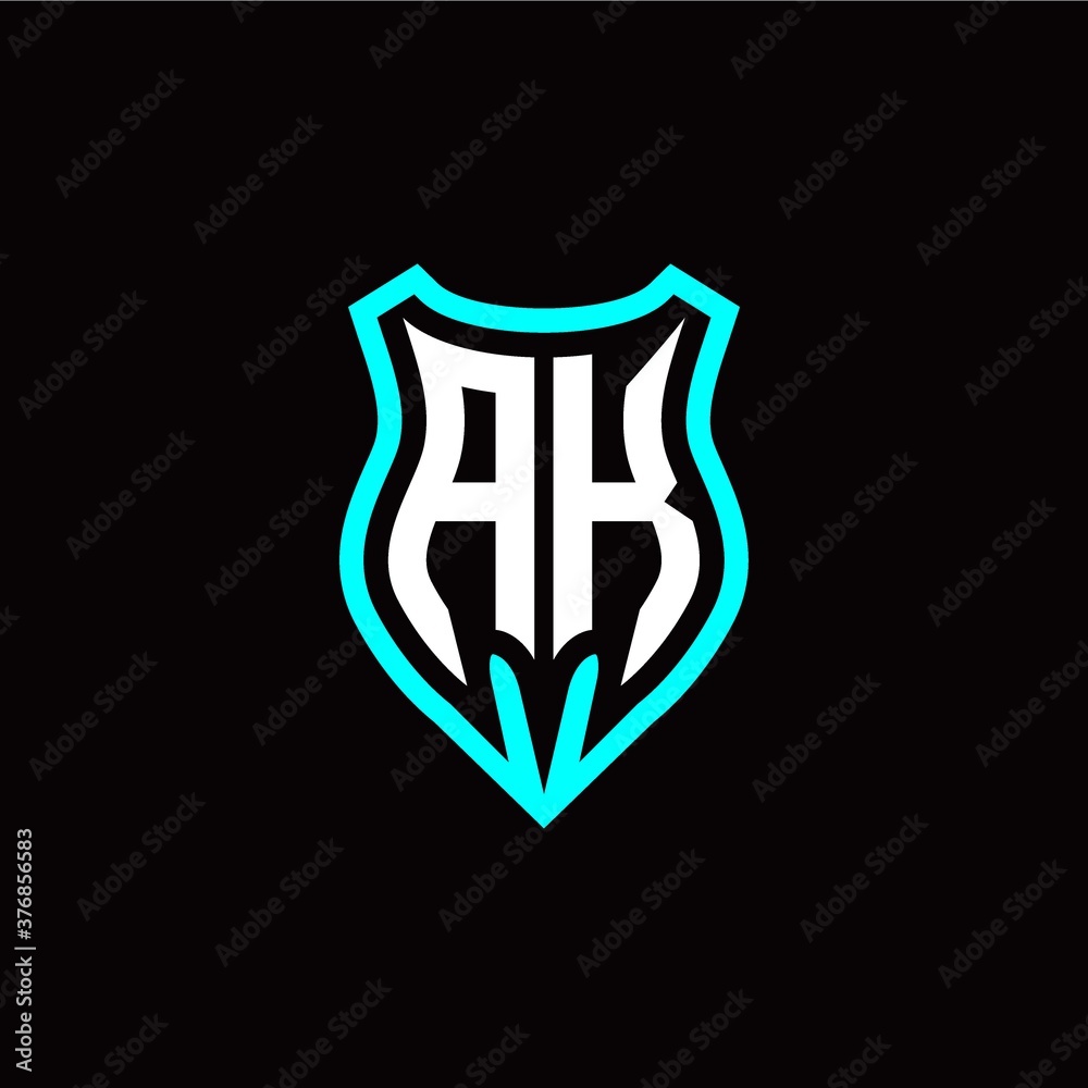 Initial A K letter with shield modern style logo template vector