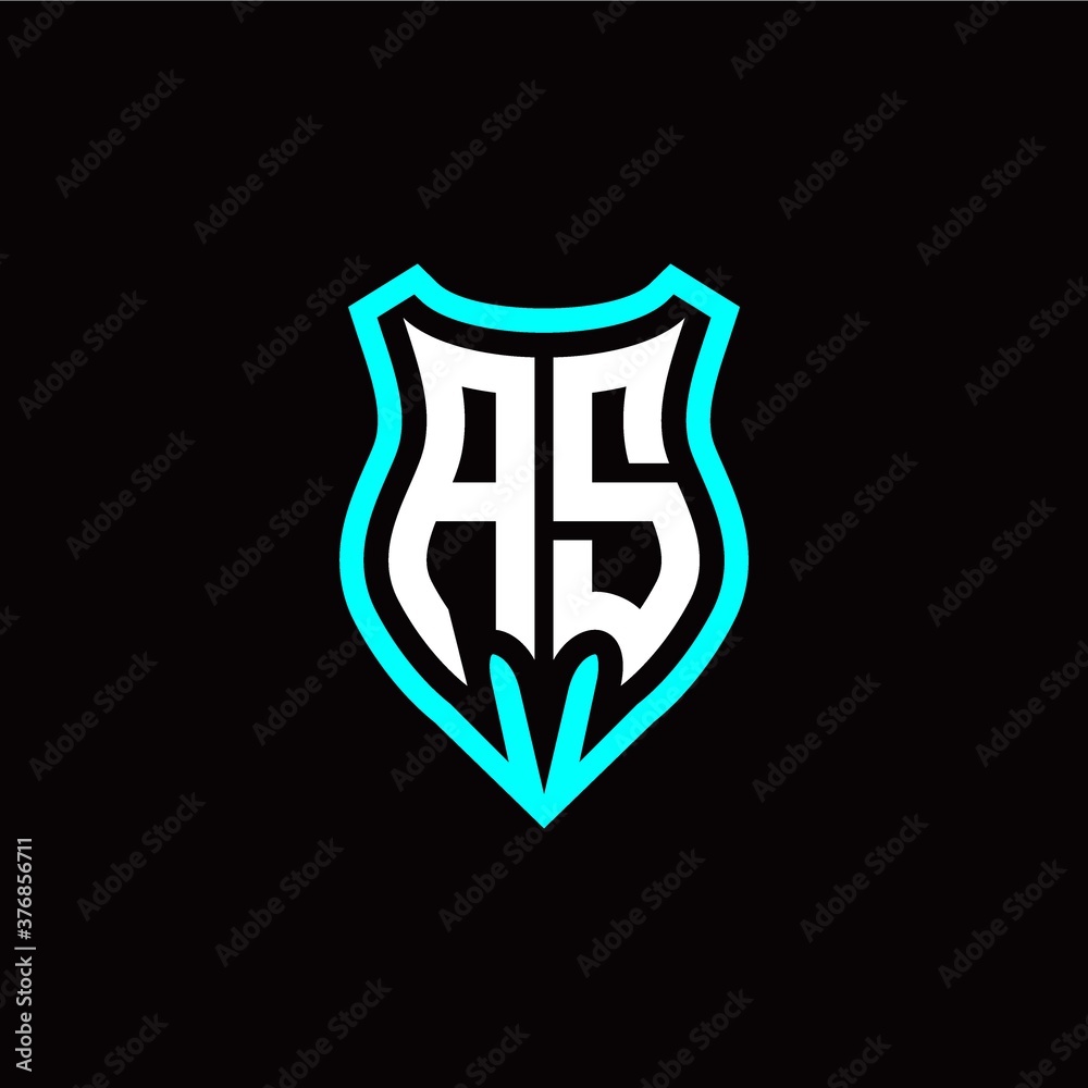 Initial A S letter with shield modern style logo template vector