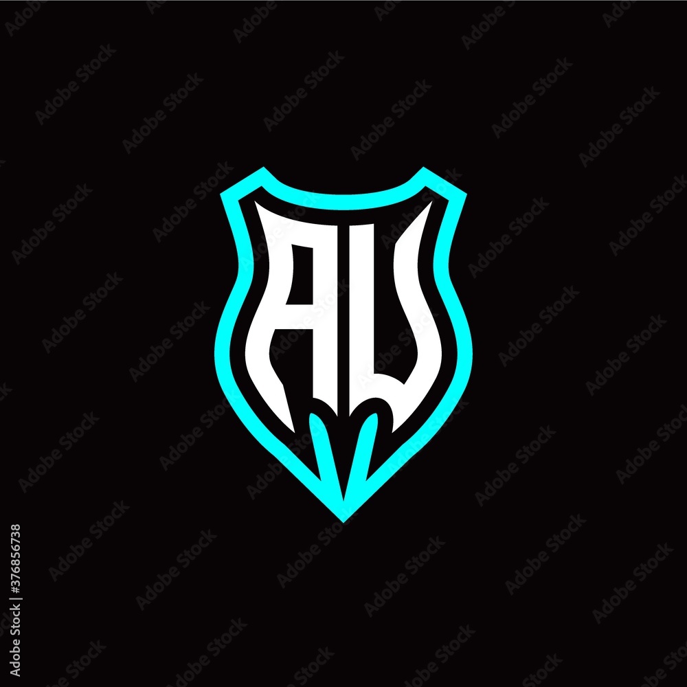 Initial A U letter with shield modern style logo template vector Initial A U letter with shield modern style logo template vector