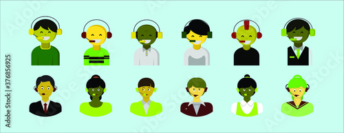 set of customer services cartoon icon design template with various models. vector illustration