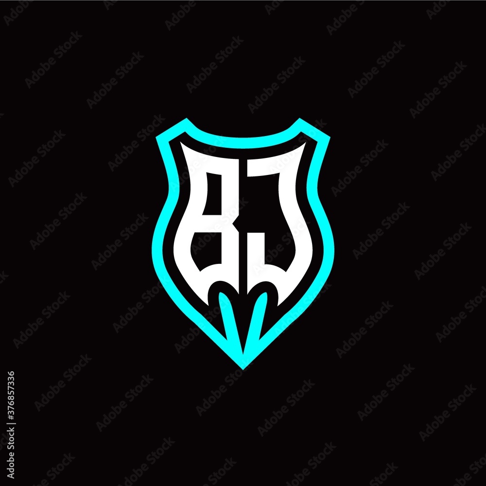 Initial B J letter with shield modern style logo template vector