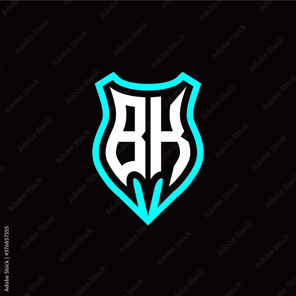 Initial B K letter with shield modern style logo template vector
