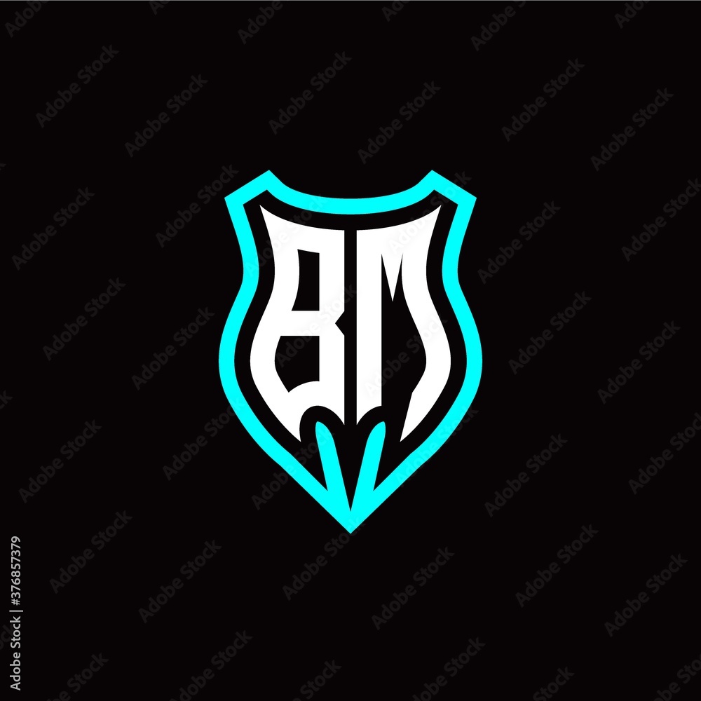 Initial B M letter with shield modern style logo template vector