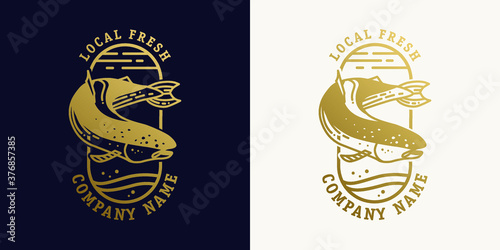 Vector salmon logo. Logo fish. Seafood.