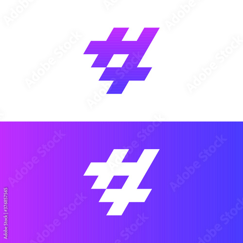 Hashtag minimal flat logo with H and T letter